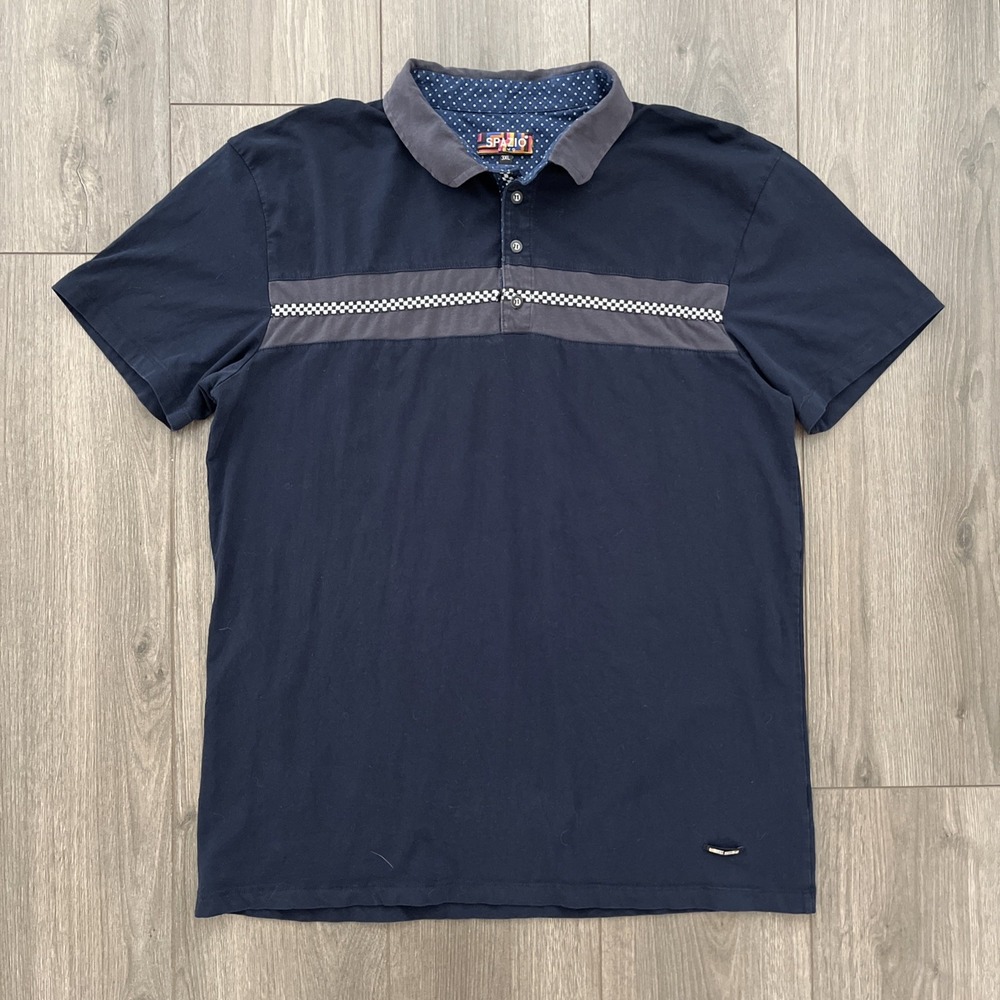Spazio Uomo Short Sleeve Polo Shirt Mens 3XL Navy Blue Cotton